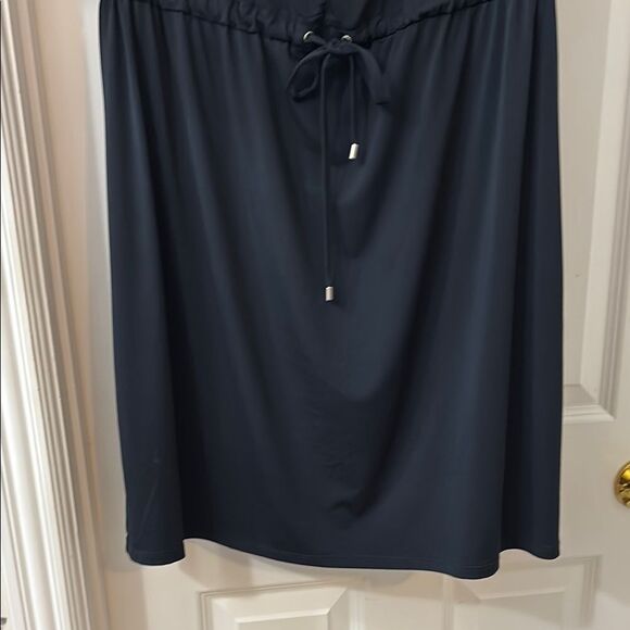 Navy Blue Sleeveless Scoop Neck Sheath Mini Dress - Picture 3 of 8